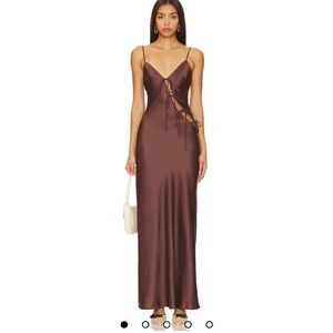 NWT Lioness Chocolate Brown Satin Dress